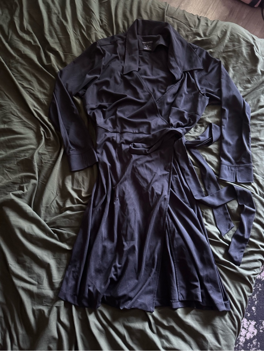 Pamela Dennis Black Wrap Dress with Self-Tie Waist